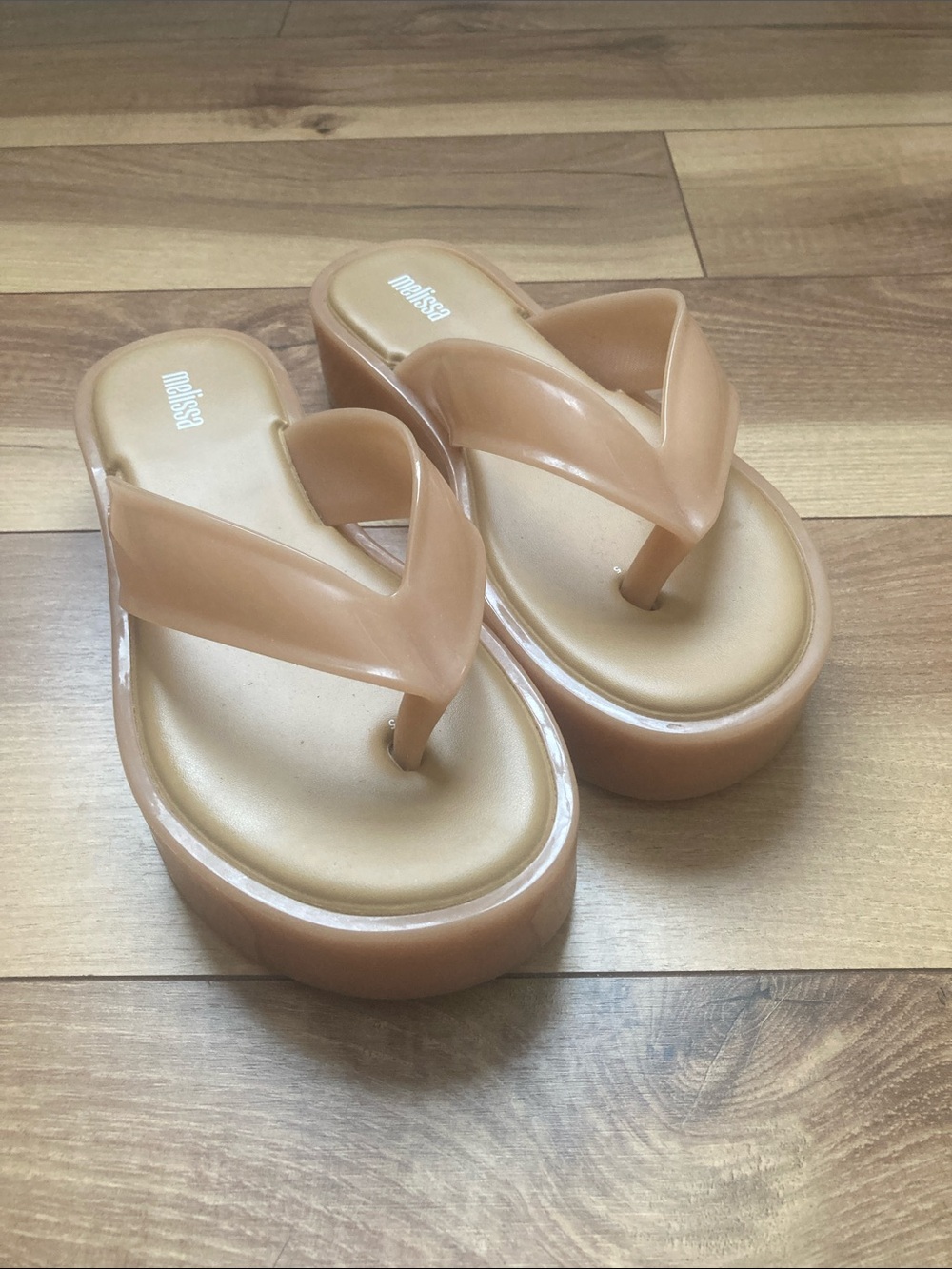 Melissa nude colored platform jelly sandals